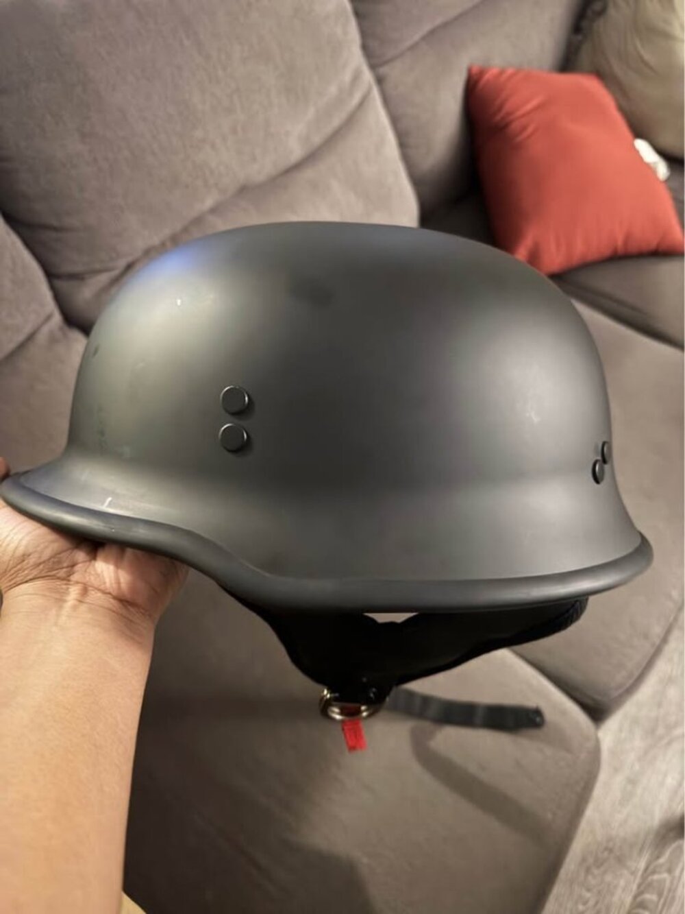 Matte Black Street & Steel German Style Motorcycle Helmet